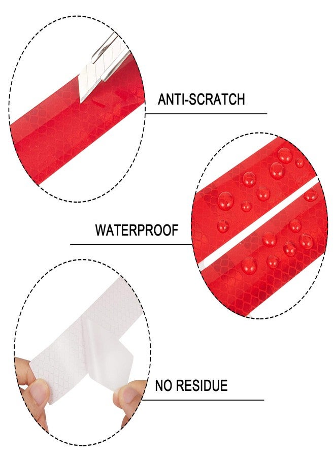 Kelenate® (Red) 35.2'' Strong Reflective Stripe Stickers High-Intensity Night Visibility Reflective Decal Safety Warning Diamond Grade Waterproof Self Adhesive Compatible with Triber - Image 3