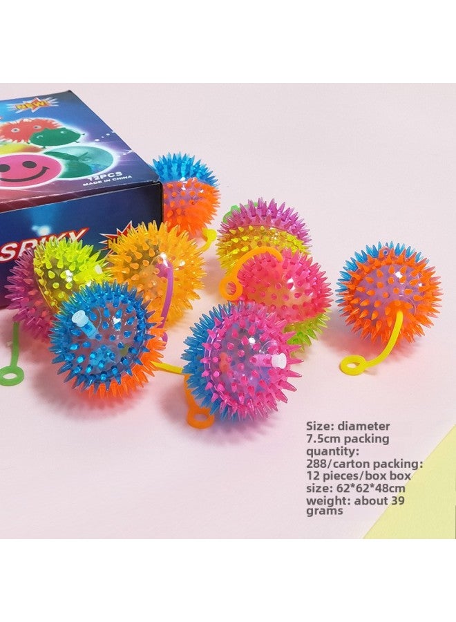 إسكدنيا كرة تدليك مرنة فلاش كرة القفز كرة شائكة كرة تدليك مضيئة لعبة الحيوانات الأليفة كشك السوق الليلي بالجملة اللون: كرة تدليك 7.5 سم بحبل (شعر مختلط بلون عشوائي) - Image 1