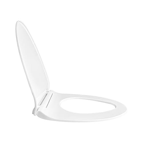 TAXAN POLYMERS TAXAN Sharp Oval Toilet Seat Cover (44.5cm x 34.5 cm) | Hydraulic Soft Close Mechanism | Heavy Duty Polypropylene Western Commode Seat with DIY Installation Kit | Glossy White Finish - Image 1
