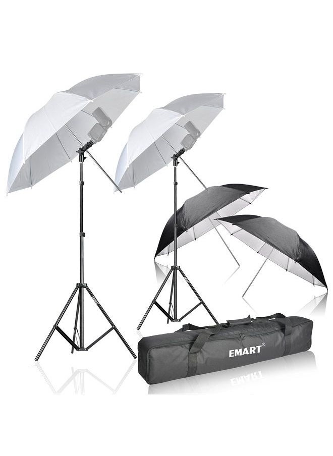 EMART - Emart Photo Studio Double Off Camera Speedlight Flash Umbrella Kit, Shoemount E-Type Brackets for Photography - Image 1