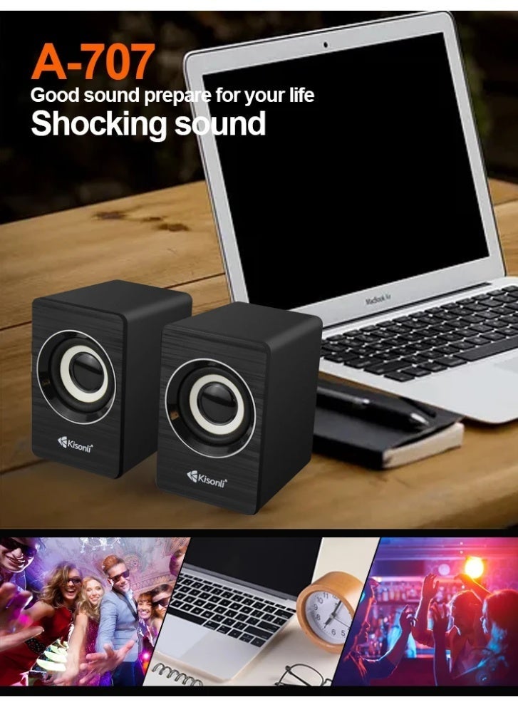 Kisonli A707 Mini USB Speaker – Clear and Powerful Sound for PC and Laptop - Image 2