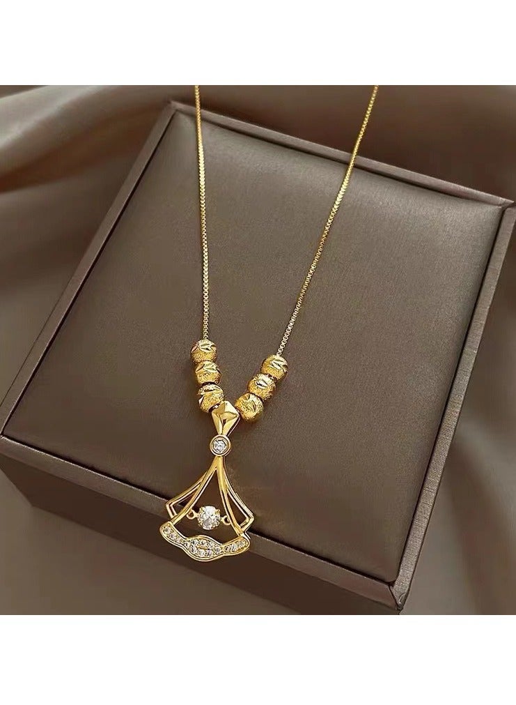 Kenzs Women's Classic Light Luxury Fan Triangular Clavicle Chain