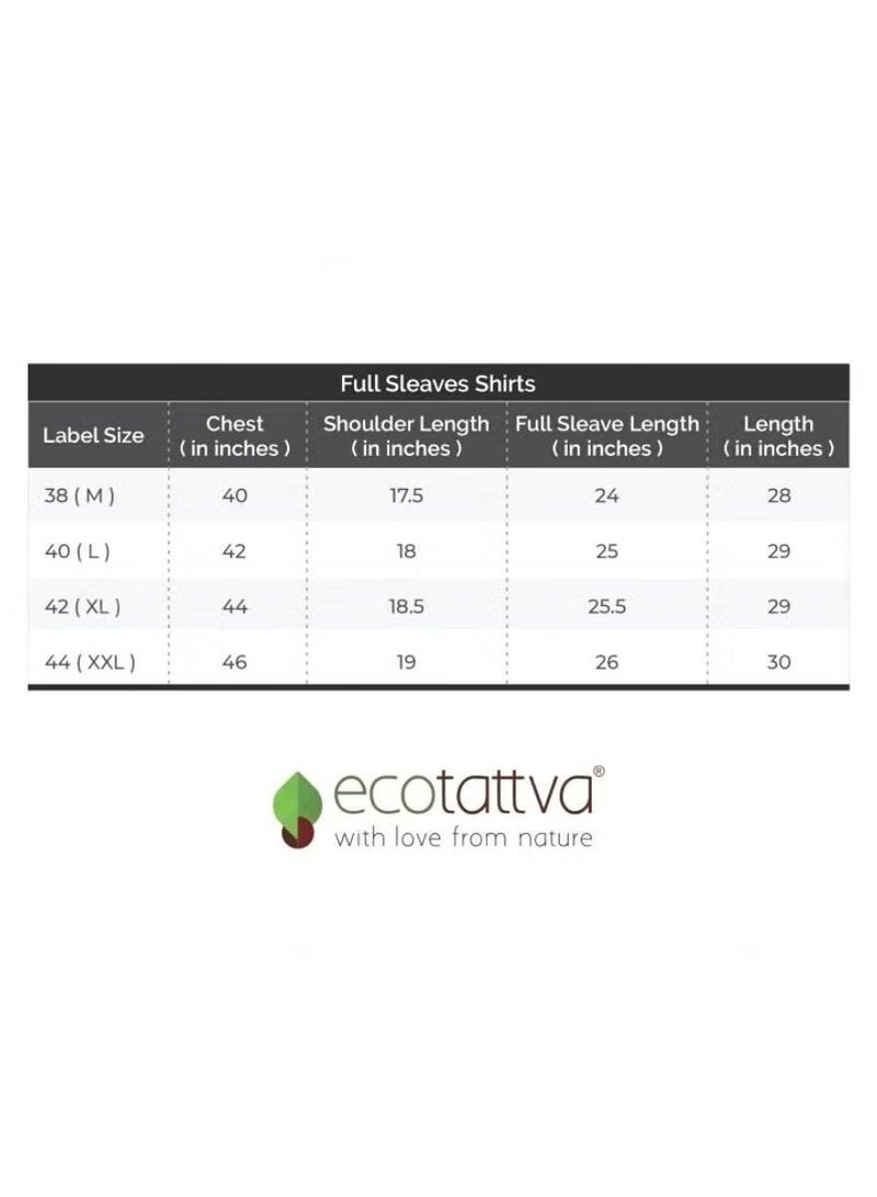ecotattva قميص رسمي من القطن الخالص 100% - لون بيج للرجال - قميص قطني بأكمام طويلة - Image 4