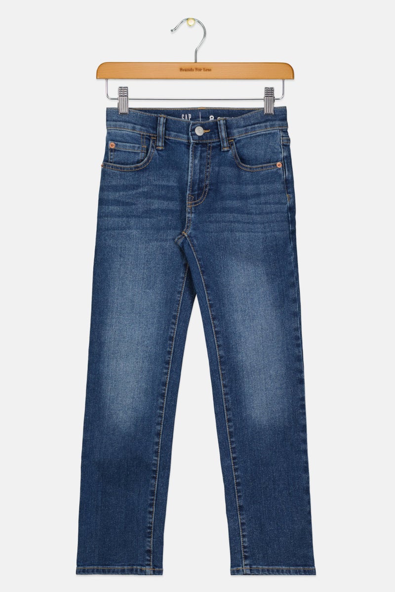 GAP Kids Boy Straight Fit Washed Denim Jeans, Blue - Image 1