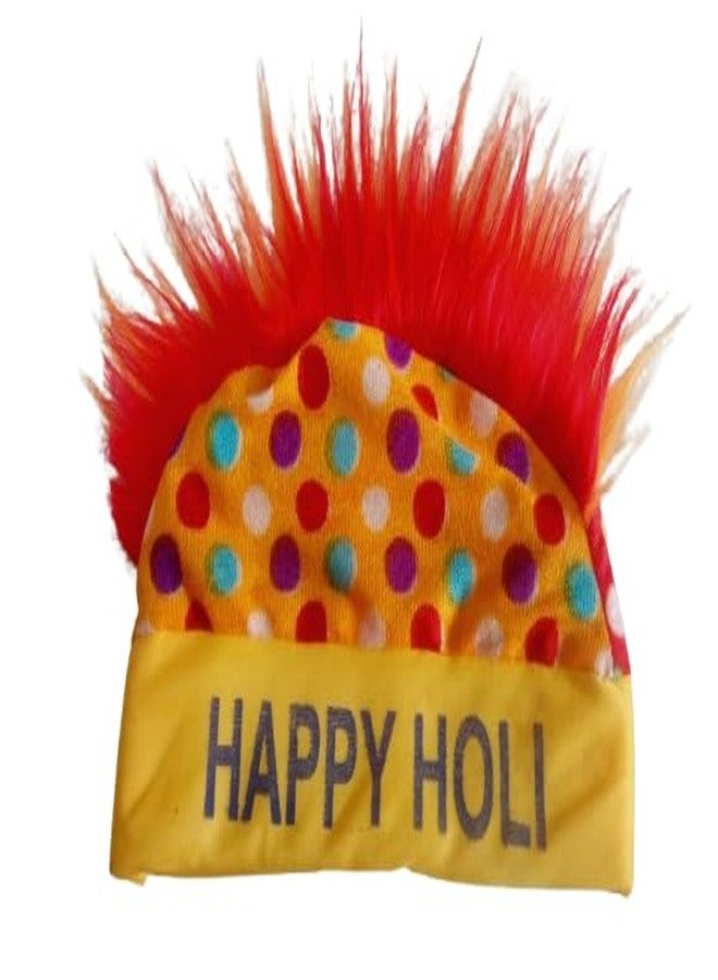 ZOKCY® (Pack of 1 Pcs Happy Holi Cap (Topi) for Celebration Holi Festival/Holi colourful (Topi) For Kids & Adult Both/Holi Hair Wig for All Age Group Free Size/Perfect for Holi (Topi) - Image 1