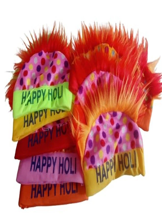 ZOKCY® (Pack of 1 Pcs Happy Holi Cap (Topi) for Celebration Holi Festival/Holi colourful (Topi) For Kids & Adult Both/Holi Hair Wig for All Age Group Free Size/Perfect for Holi (Topi) - Image 3
