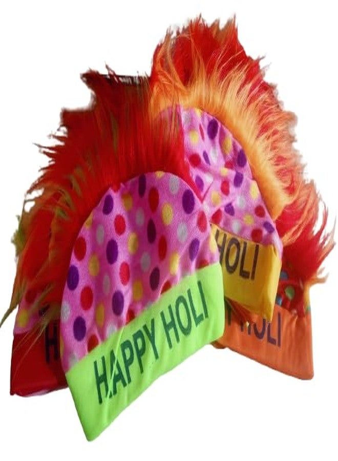 ZOKCY® (Pack of 1 Pcs Happy Holi Cap (Topi) for Celebration Holi Festival/Holi colourful (Topi) For Kids & Adult Both/Holi Hair Wig for All Age Group Free Size/Perfect for Holi (Topi) - Image 4