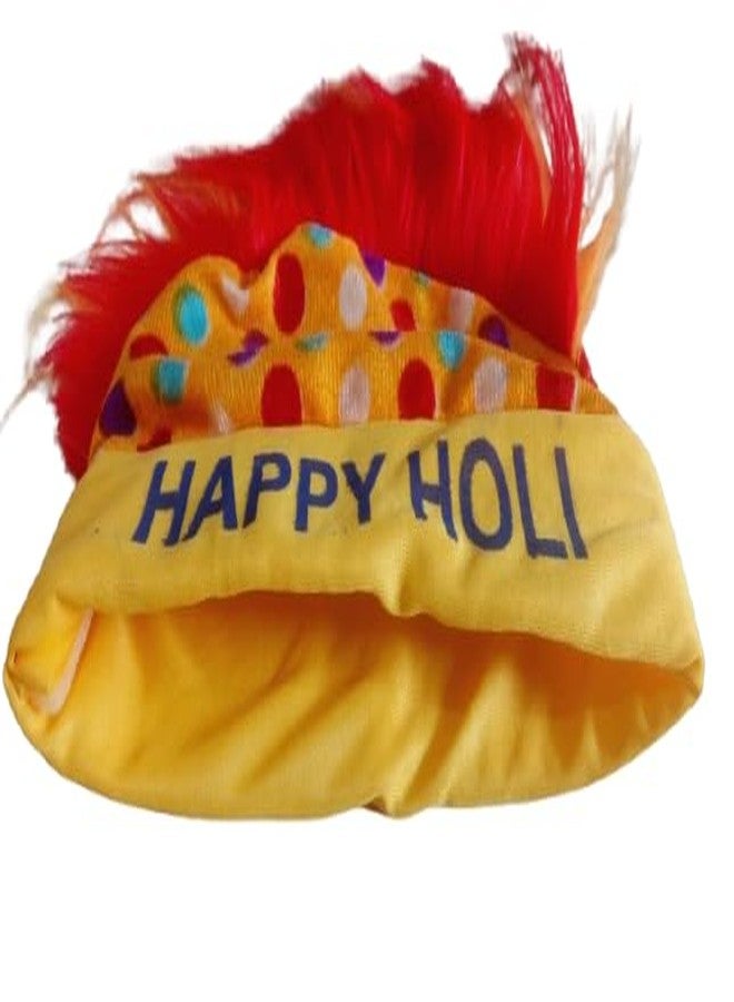 ZOKCY® (Pack of 1 Pcs Happy Holi Cap (Topi) for Celebration Holi Festival/Holi colourful (Topi) For Kids & Adult Both/Holi Hair Wig for All Age Group Free Size/Perfect for Holi (Topi) - Image 2