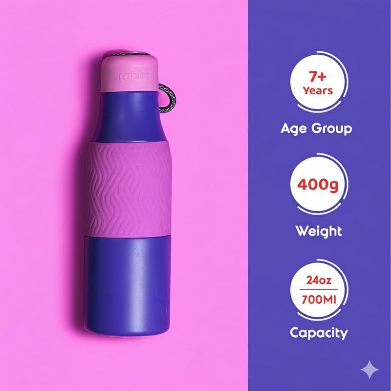 Rabitat Newly Launched Zappy 700ml, Double Wall Vaccum Insulated Flask | Upto 24 Hrs Hot & Cold | 2 Years Brand Warranty | ISI Certified | SPA Free | Ideal for Gym, Office, School, Outing (Violet) - Image 2