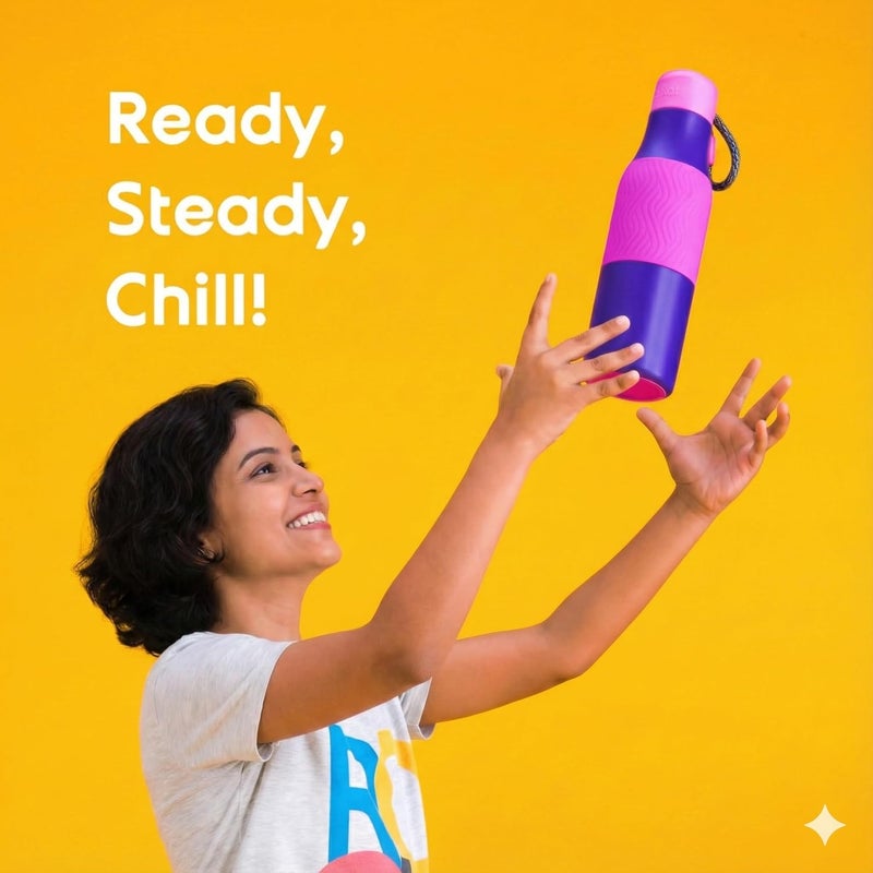 Rabitat Newly Launched Zappy 700ml, Double Wall Vaccum Insulated Flask | Upto 24 Hrs Hot & Cold | 2 Years Brand Warranty | ISI Certified | SPA Free | Ideal for Gym, Office, School, Outing (Violet) - Image 3