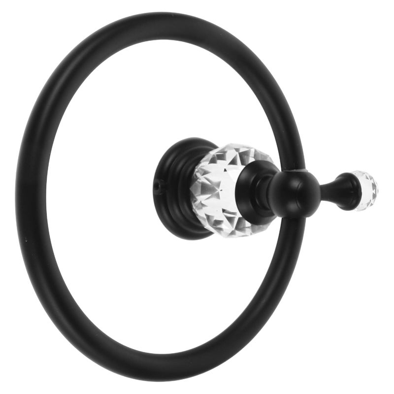 Black Heavy Duty Wall Mounted Towel Holder Ring Elegant Clear Bathroom Decor - Image 2