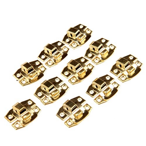 dophee 10Pcs Antique Brass Decorative Hasp Latch with Screws for Wooden Box Jewelry Box Toggle Cabinet Suitcase Chest Trunk - 0.91"x0.79" - Image 1