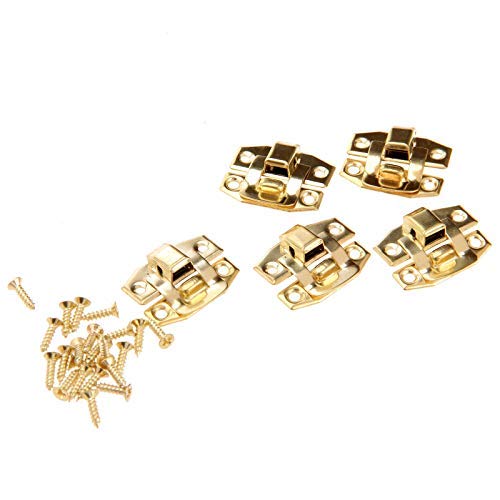 dophee 10Pcs Antique Brass Decorative Hasp Latch with Screws for Wooden Box Jewelry Box Toggle Cabinet Suitcase Chest Trunk - 0.91"x0.79" - Image 3