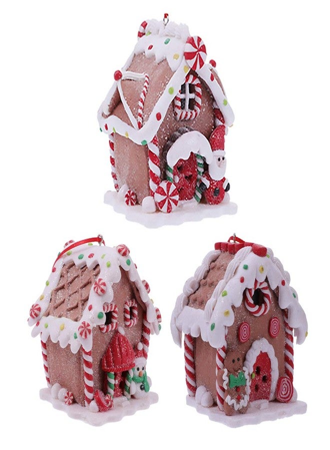 TOYANDONA 3Pcs Christmas House Ornaments, Lighted Christmas Hanging Decorations Santa Claus Snowman Gingerbread House Ornament for Tree (Random Style) - Image 1