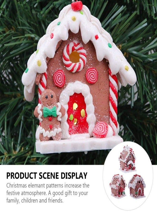 TOYANDONA 3Pcs Christmas House Ornaments, Lighted Christmas Hanging Decorations Santa Claus Snowman Gingerbread House Ornament for Tree (Random Style) - Image 4