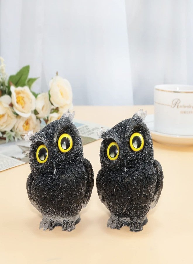 mookaitedecor Black Obsidian Owl Statue Sculpture Stone, Carved Animals Night Owl Figurine Crystal Ornament for Desktop Office Home Decor, 3 Inch - Image 5