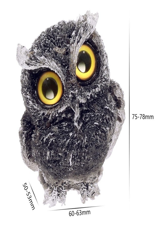 mookaitedecor Black Obsidian Owl Statue Sculpture Stone, Carved Animals Night Owl Figurine Crystal Ornament for Desktop Office Home Decor, 3 Inch - Image 3