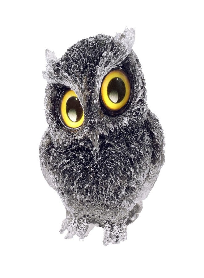 mookaitedecor Black Obsidian Owl Statue Sculpture Stone, Carved Animals Night Owl Figurine Crystal Ornament for Desktop Office Home Decor, 3 Inch - Image 1