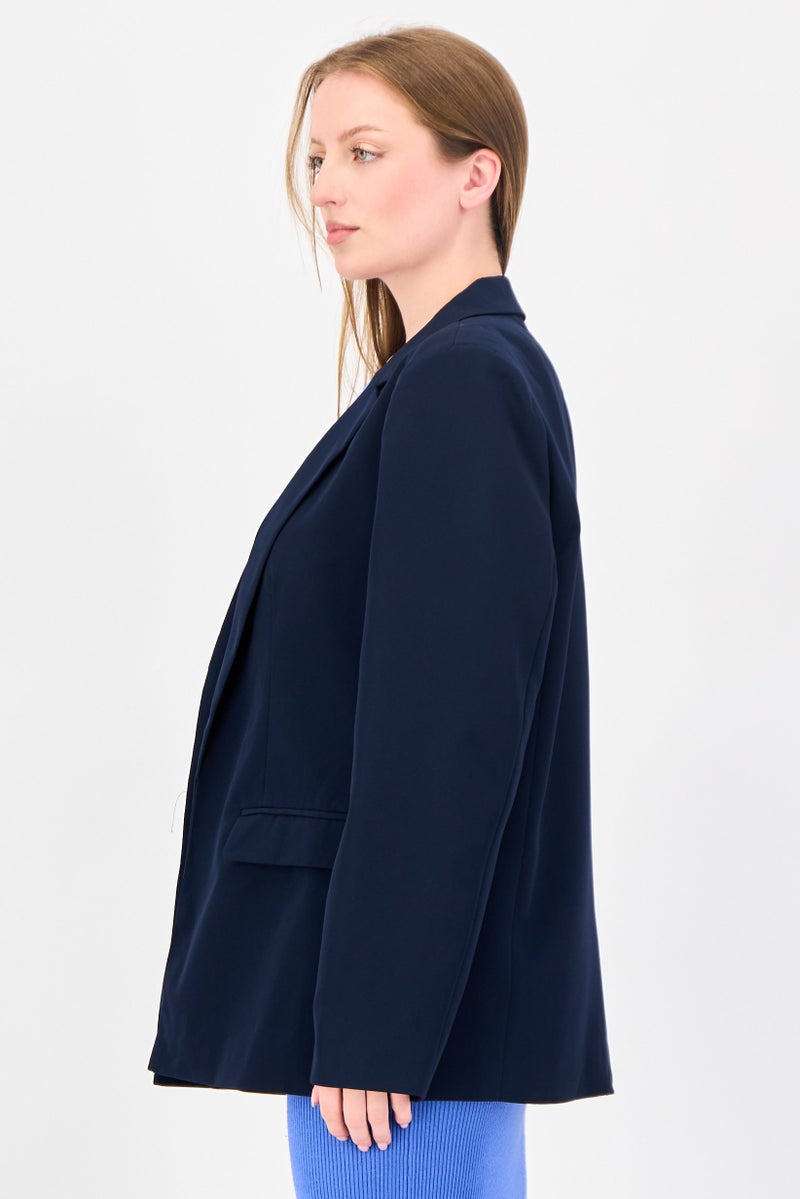 Fire & Glory Women Regular Fit Solid Casual Blazer, Navy - Image 2