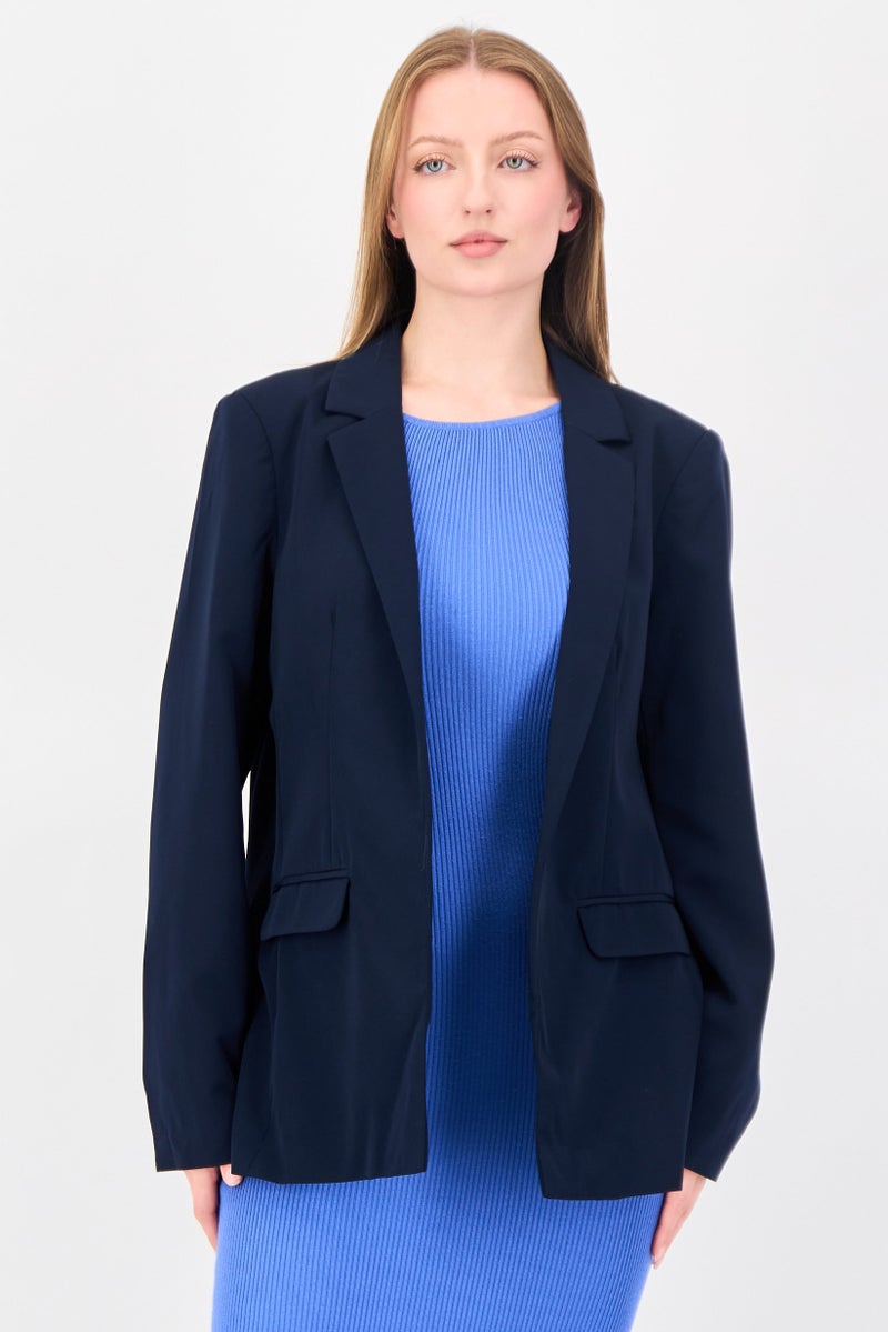 Fire & Glory Women Regular Fit Solid Casual Blazer, Navy - Image 1