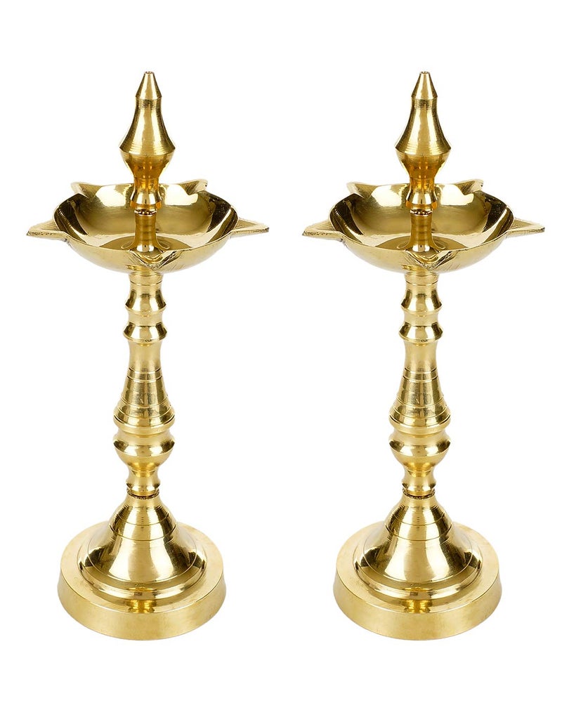 SH Retail Decorative Oxidised Kerala Fancy Samai Oil Diya 22 cm Height Pack of 2 - Image 1
