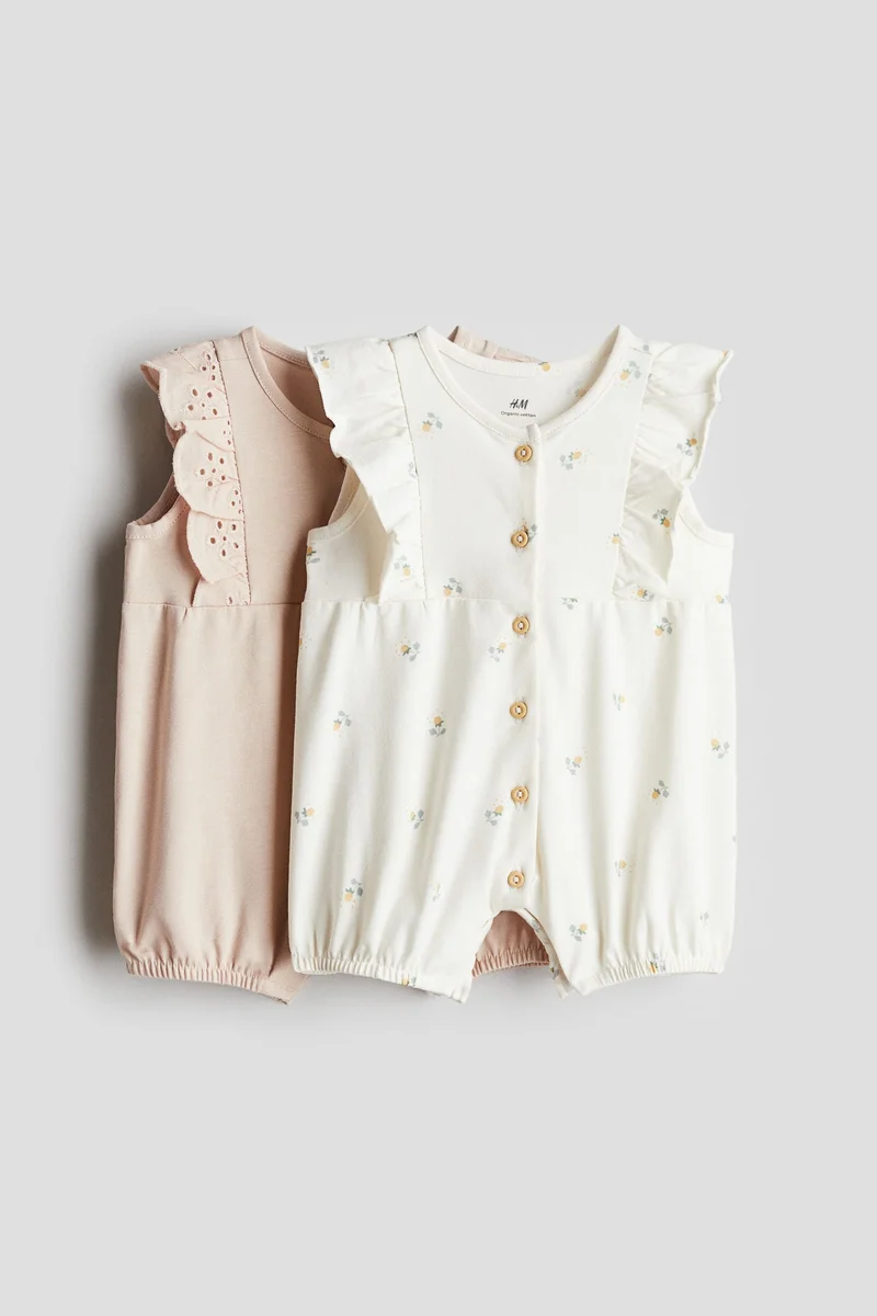 H&M 2-pack frill-trimmed romper suits