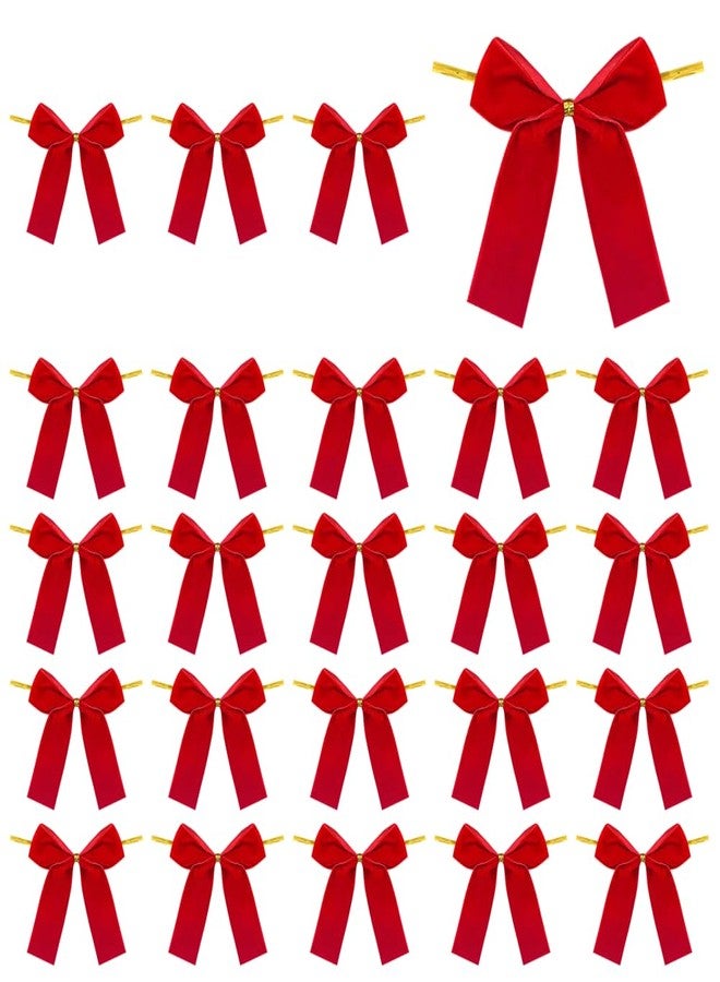 DONGKER Velvet Bows,24 PCS 3.35" Ribbon Bow Ornaments with Flexible Wire for Christmas Tree Wreath Candlesticks Party Wedding Holidays - Image 1