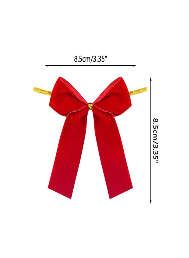 DONGKER Velvet Bows,24 PCS 3.35" Ribbon Bow Ornaments with Flexible Wire for Christmas Tree Wreath Candlesticks Party Wedding Holidays - Image 4