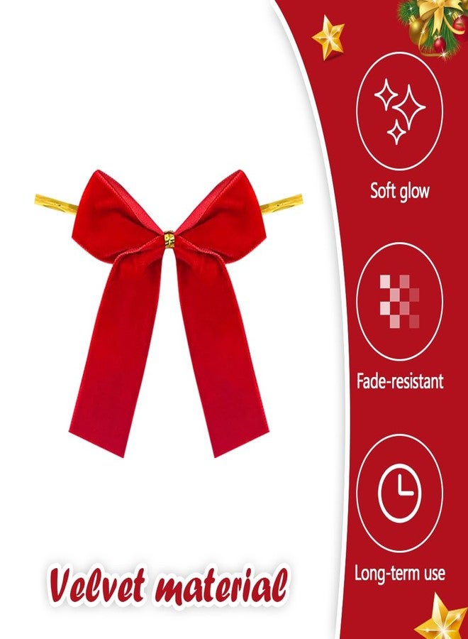 DONGKER Velvet Bows,24 PCS 3.35" Ribbon Bow Ornaments with Flexible Wire for Christmas Tree Wreath Candlesticks Party Wedding Holidays - Image 2