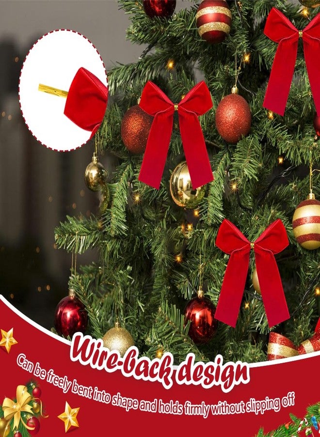 DONGKER Velvet Bows,24 PCS 3.35" Ribbon Bow Ornaments with Flexible Wire for Christmas Tree Wreath Candlesticks Party Wedding Holidays - Image 3