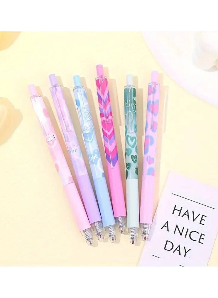 اقلام الجاف الجيل  قلم باشكال القلوب  سن إبرة ٠.٥ ملي لون الحبر ازرق العلبة : 6 اقلام - Image 1