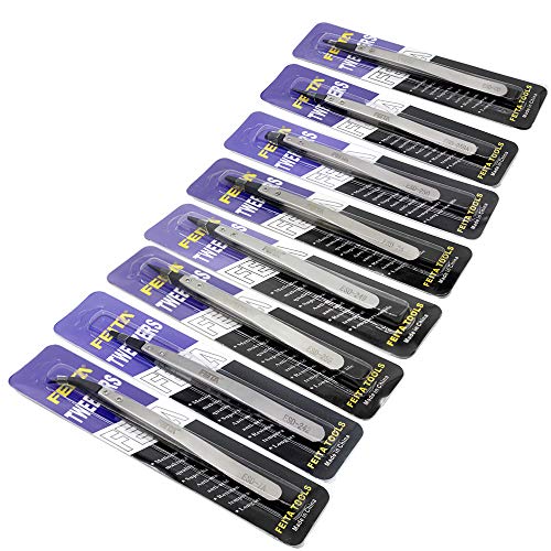 FEITA Precision Tweezer Set - FEITA Antistatic Replaceable Fiber Tip Stainless Steel ESD Tweezers for Electronics, Jewelry-Making, Laboratory, Hobby (8 Pcs) - Image 5