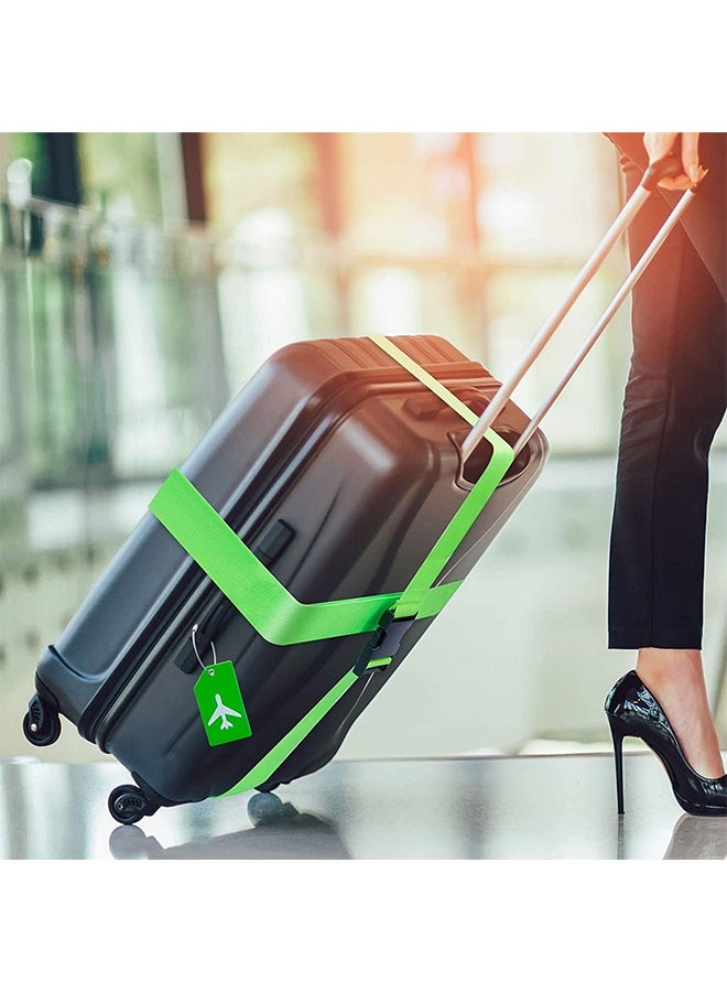 Ocean Luggage Straps Set, 2 Pcs Travel Suitcase Straps with 2 Pcs Silicone Luggage Tags, Adjustable Suitcase Belts, Suitcase Tags with Name ID Card for Luggage Suitcase Travel Accessories (Green) - Image 5