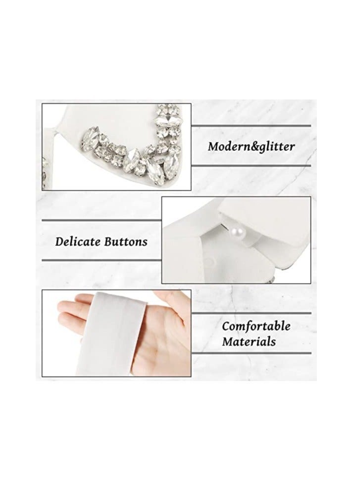 ياقة مزيفة 2 قطعة ياقة مزيفة للسيدات بلوزة نصفية قابلة للفصل مزينة بالأحجار نصف بلوزة شال صغير أنيقة متعددة الاستخدامات ياقة مزينة بلوزة مع ياقة - Image 5