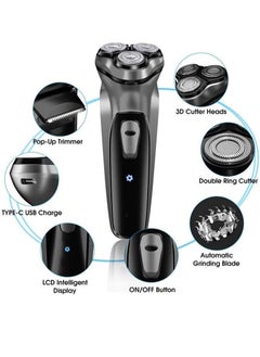ENCHEN Electric Razor for Men, Rechargeable Electric Rotary Shaver, Washable Shaving Head, USB Type-C 1 Hour Fast USB Charging, 3D Floating Head, Gifts for Fathers（Black）  - Image 2
