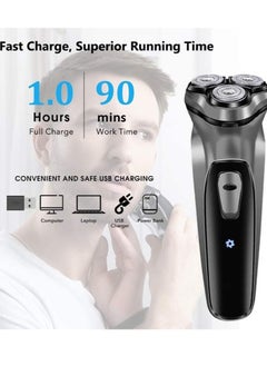 ENCHEN Electric Razor for Men, Rechargeable Electric Rotary Shaver, Washable Shaving Head, USB Type-C 1 Hour Fast USB Charging, 3D Floating Head, Gifts for Fathers（Black）  - Image 3
