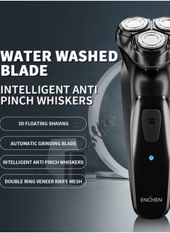 ENCHEN Electric Razor for Men, Rechargeable Electric Rotary Shaver, Washable Shaving Head, USB Type-C 1 Hour Fast USB Charging, 3D Floating Head, Gifts for Fathers（Black）  - Image 5