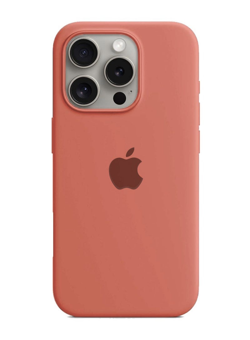 Wtech Apple iPhone 16 Pro 2024 Premium Soft Liquid Silicone Case Cover - Orange Sorbet