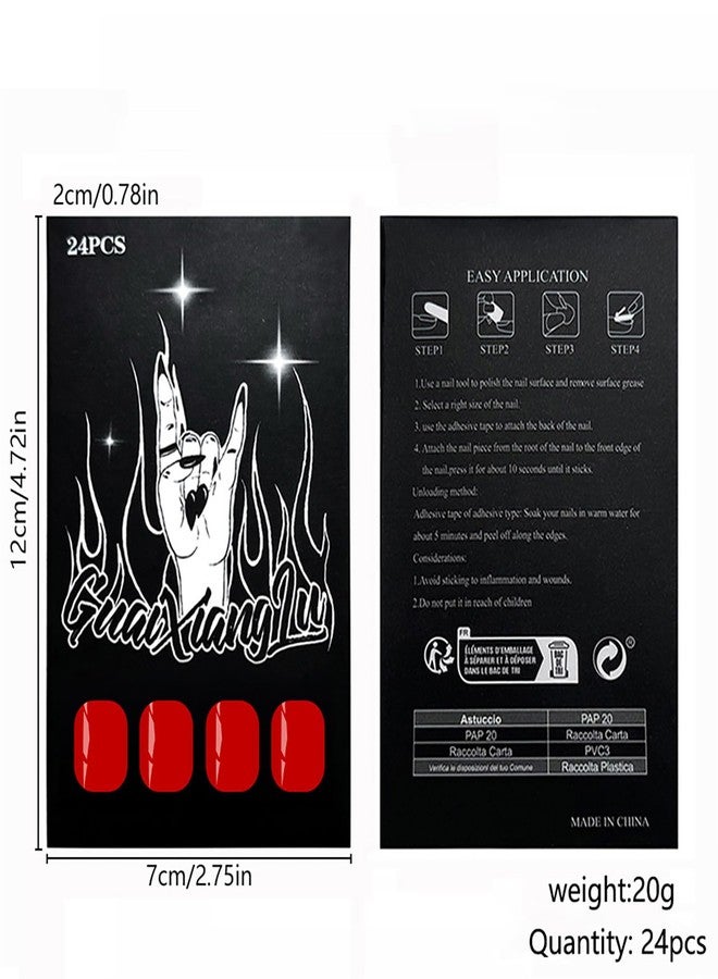 KKUUOO Press on Nails Short, Bright Red Solid Color Square Fake Nails 24Pcs 10 Sizes, Reusable Glossy Stick on Nails with Jelly Adhesive Tabs Manicure Tools for Daily Wear - Image 4