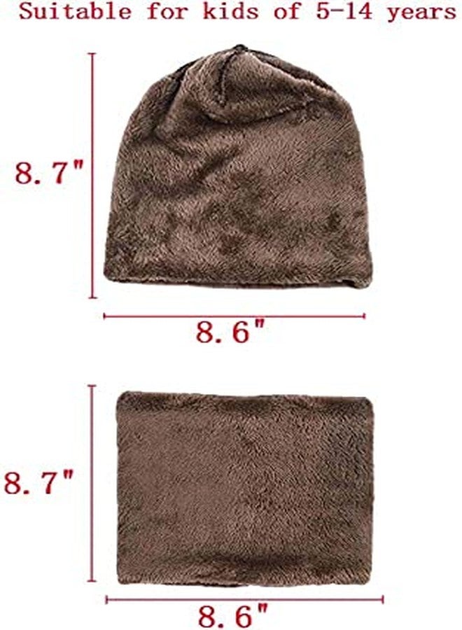 Malvina Boy's and Girl's Winter Hats Ski Windproof Beanie Cap with Inner Fleece Fur Neck Warmer (Brown) - Image 5