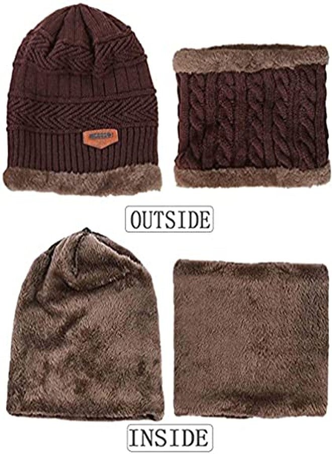 Malvina Boy's and Girl's Winter Hats Ski Windproof Beanie Cap with Inner Fleece Fur Neck Warmer (Brown) - Image 4