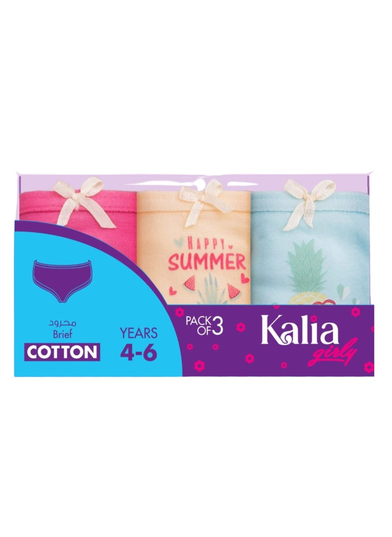 Kalia - Pack Of 3 Cotton Brief Panties Underwear For Girls - Image 1