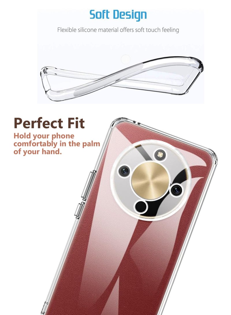 For Honor X9d - Soft Flexible Transparent Silicone Protective Back Case Cover-Transparent - Image 2