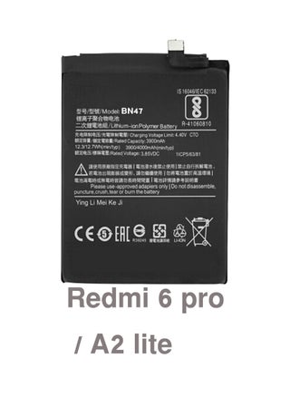 بطارية Xiaomi Redmi6 Pro Battery Redmi 6 pro Battery Mi A2 lite Battery Redmi A2 lite Battery Redmi BN47 BN 47 BN-47 Battery 3900mA - pzsku/Z41CEAF9B5F903CF9E53CZ/45/1744619877/76d2dc76-4de9-40a4-b591-0632a8b7d0e8