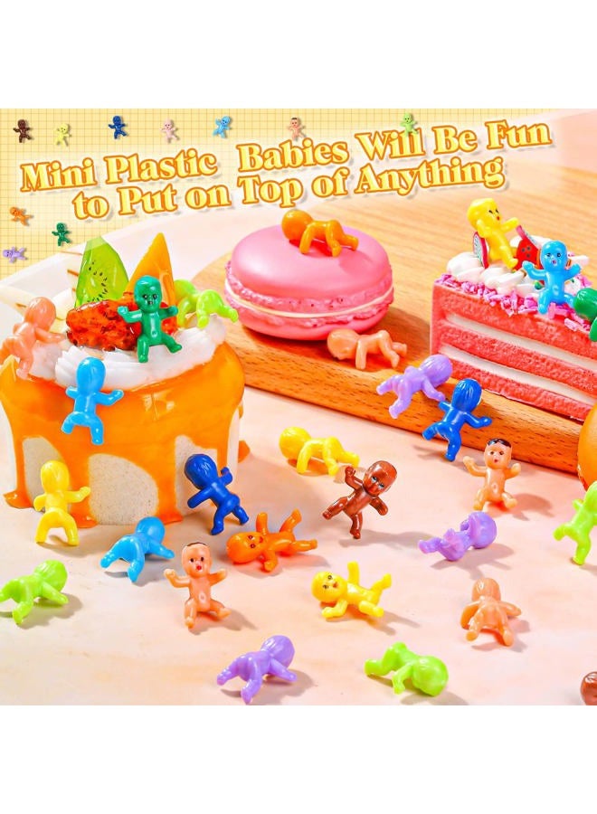 Selizo 100 Mini Plastic Babies: Assorted Colors, Tiny King Cake Figurines for Baby Shower Games & Ice Cube Fun - Image 4