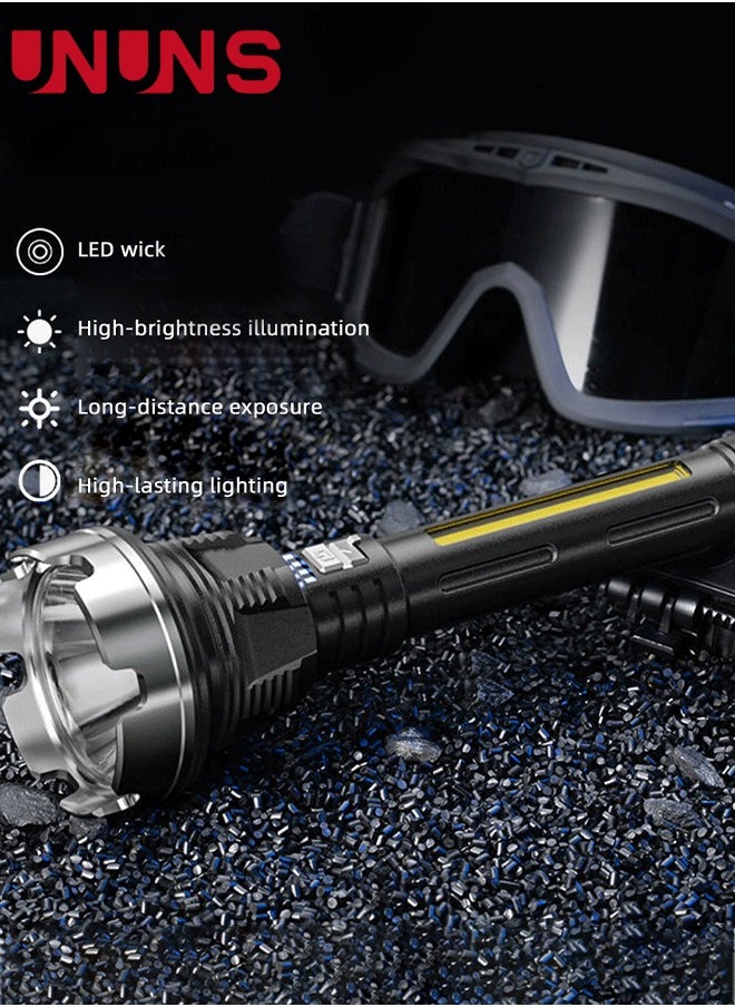UNUNS - Flashlights,Handheld Flashlights,USB Rechargeable LED Flashlight,900000 High Lumens COD Lights With Zoomable,4 Lighting Modes,Waterproof Tactical Flash Light For Home Outdoor Activities Camping - Image 1