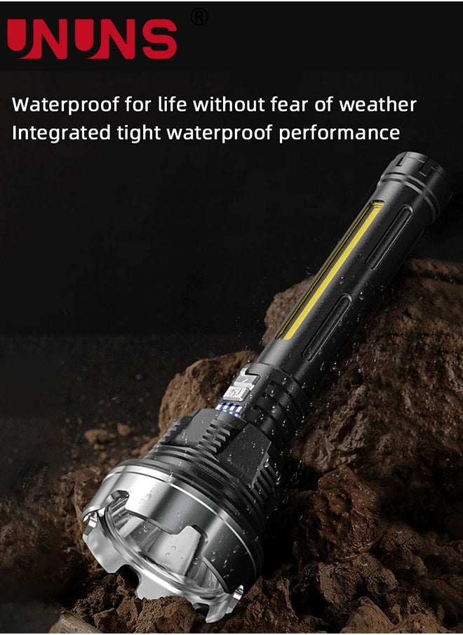 UNUNS - Flashlights,Handheld Flashlights,USB Rechargeable LED Flashlight,900000 High Lumens COD Lights With Zoomable,4 Lighting Modes,Waterproof Tactical Flash Light For Home Outdoor Activities Camping - Image 1