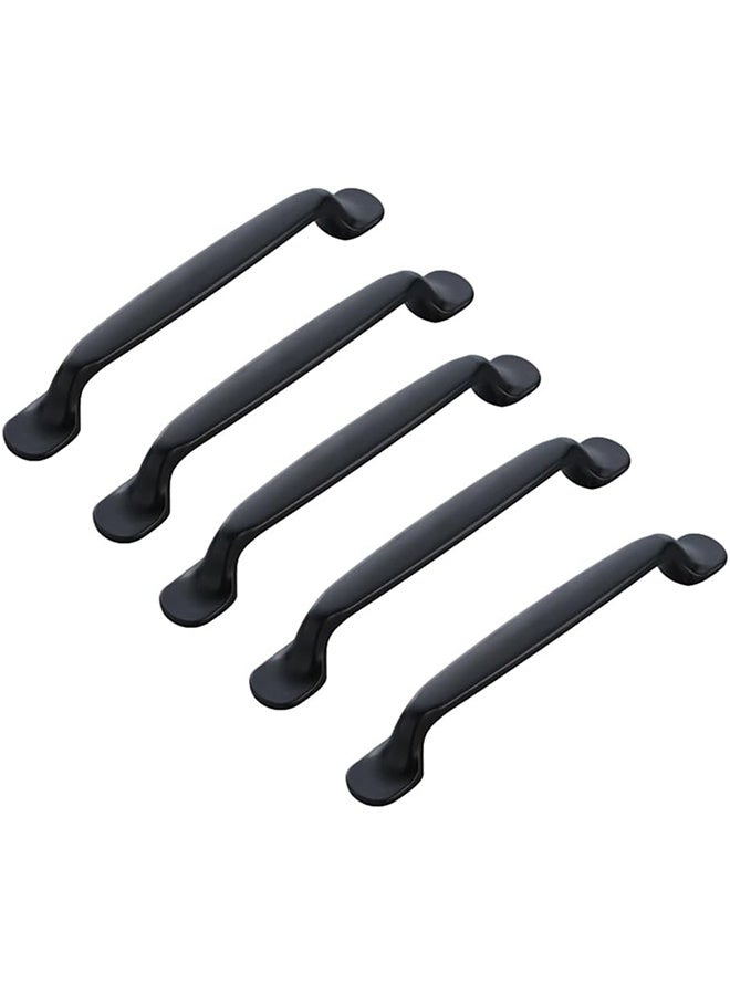 5 Packs Zinc Alloy Kitchen Cabinet Handles Cabinet Pulls Black Drawer Pulls Kitchen Cabinet Hardware for Cabinets Cupboard Window Replacements Matte Black (5.03") - Image 1