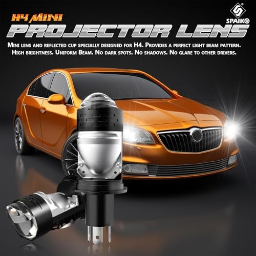 Spaiko® H4 LED Headlight Bulb with Mini Projector Lens – 90W 15000LM 6000K Super Bright Dual Beam for Car, Bike & Scooty | Waterproof Plug & Play High Power LED (100W) (MO1B) - Image 2