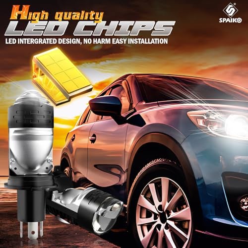 Spaiko® H4 LED Headlight Bulb with Mini Projector Lens – 90W 15000LM 6000K Super Bright Dual Beam for Car, Bike & Scooty | Waterproof Plug & Play High Power LED (100W) (MO1B) - Image 5